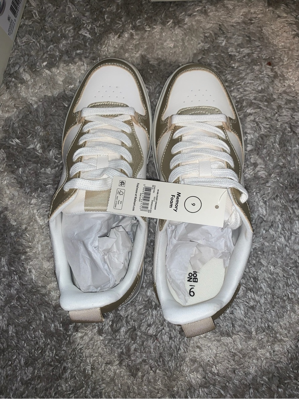 No Boundaries Women’s Gold Memory Foam Court Sneaker